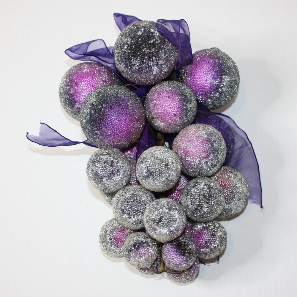 Life at Home Centerpiece Large Sugared Grapes Cluster Bunch Christmas Decor